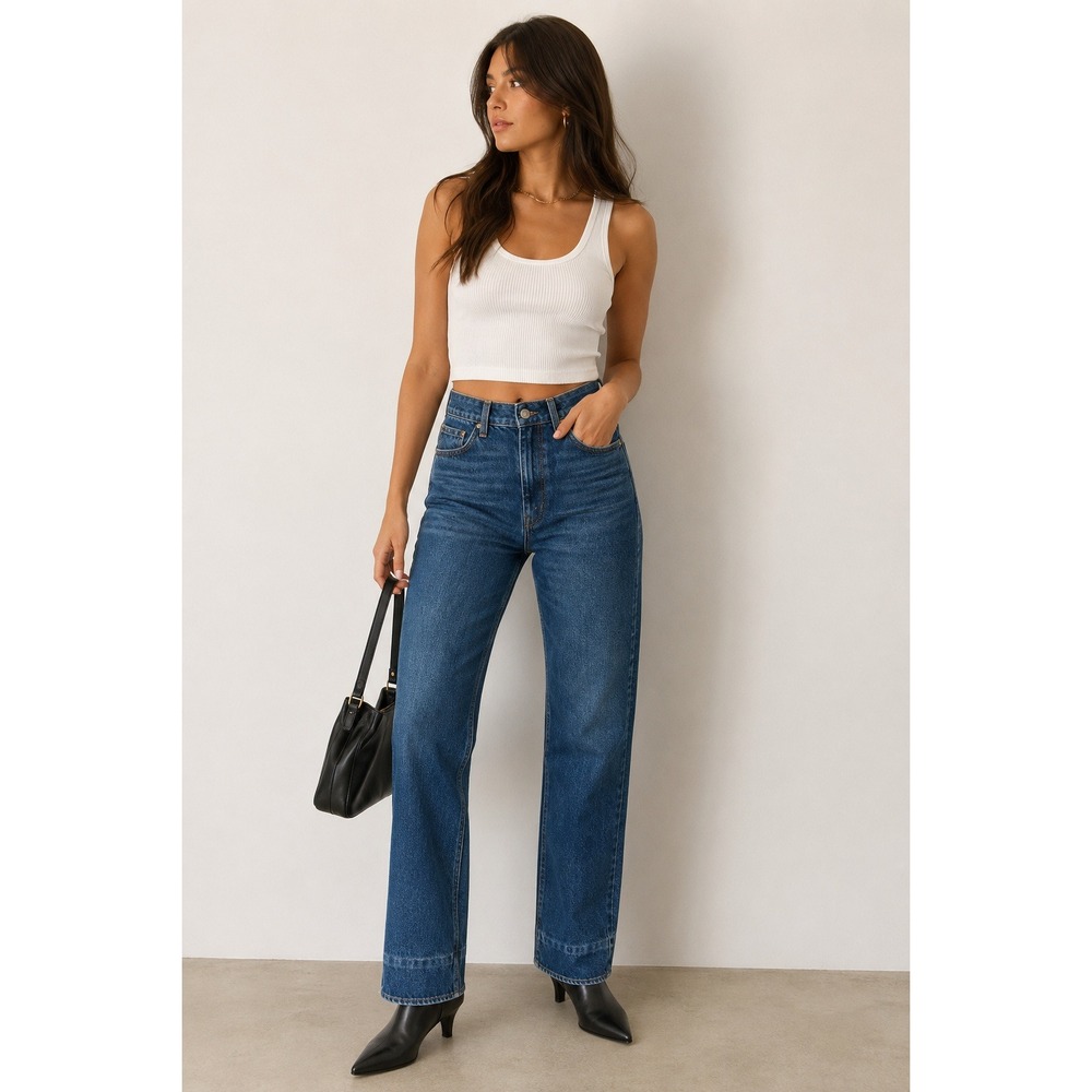 RE/DONE Cigarette Jeans Women 27 River Wash High Rise‎ Straight Leg NWT